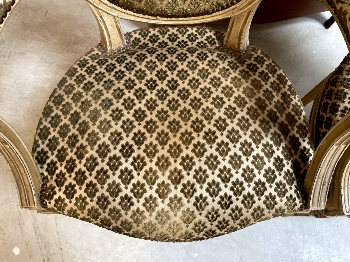 Paire de fauteuils laqués époque Louis XVI-photo-1