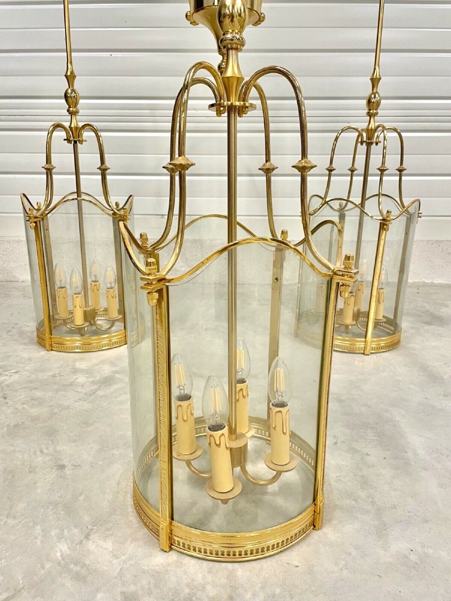 Maison Lucien Gau: Gilded Bronze Pendant Light-photo-3