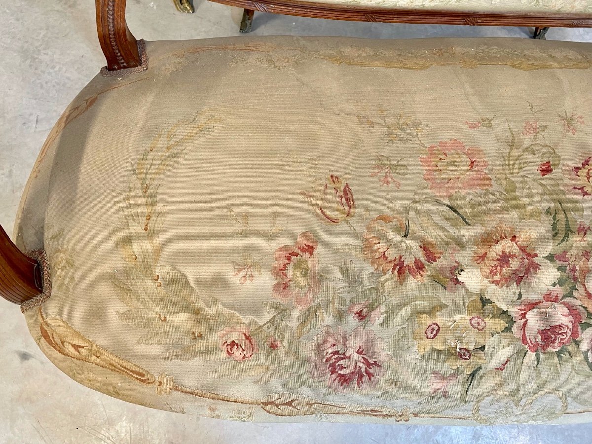 Canapé style Louis XVI tapisserie style Aubusson-photo-2