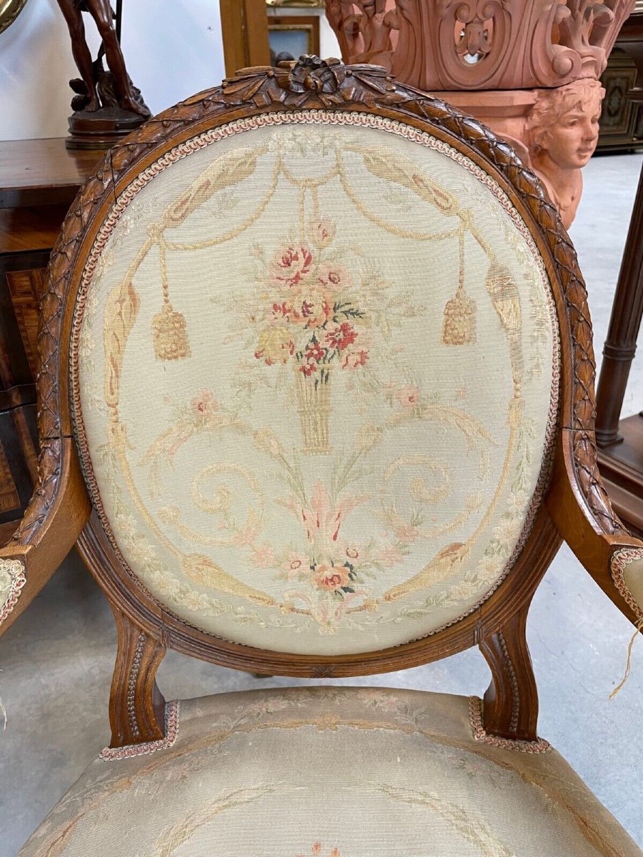 Pair Of Louis XVI Style Tapestry Armchairs-photo-5