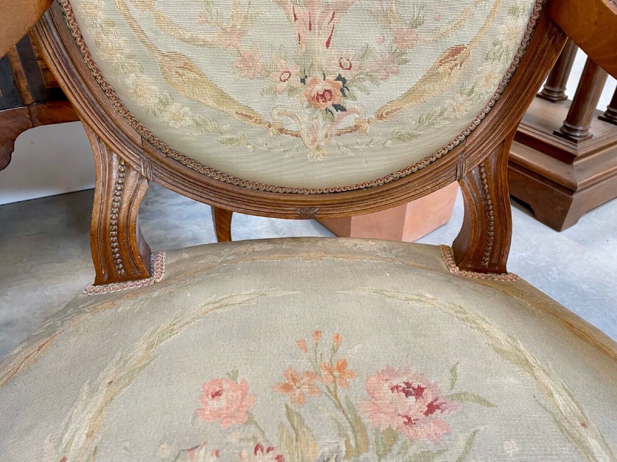 Pair Of Louis XVI Style Tapestry Armchairs-photo-7