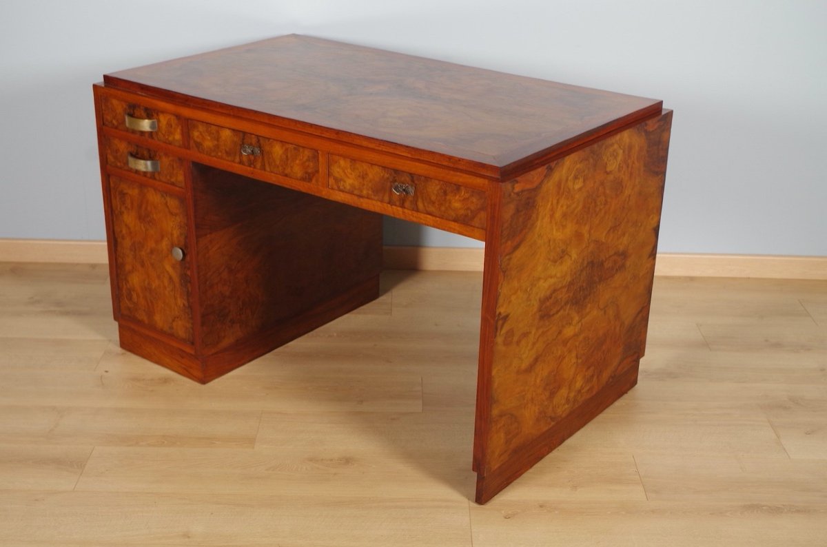 Burl Walnut Art-deco Desk-photo-3