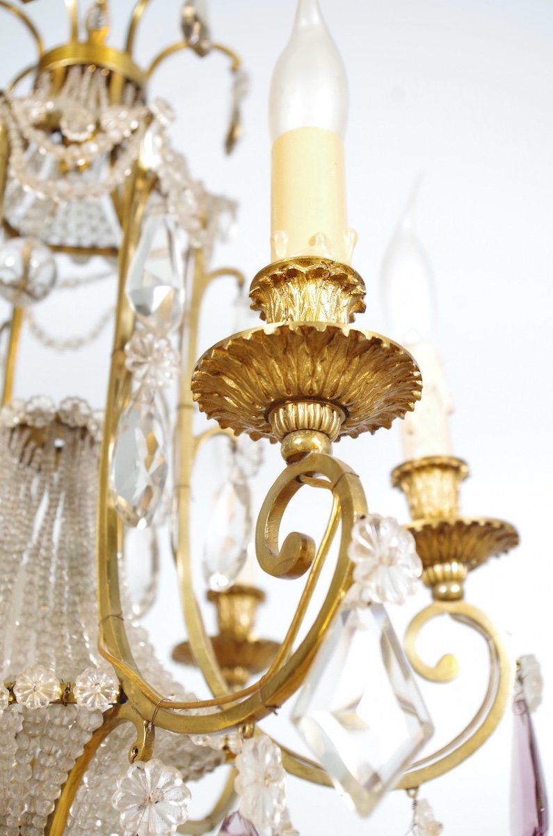 Lustre bronze et cristal style Louis XVI-photo-3