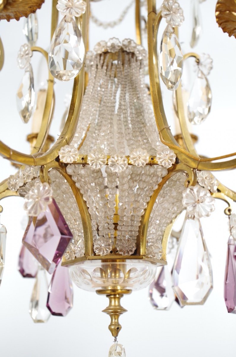 Lustre bronze et cristal style Louis XVI-photo-4