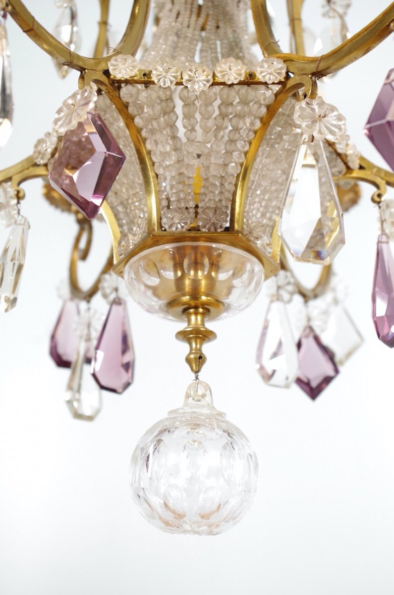 Lustre bronze et cristal style Louis XVI-photo-2