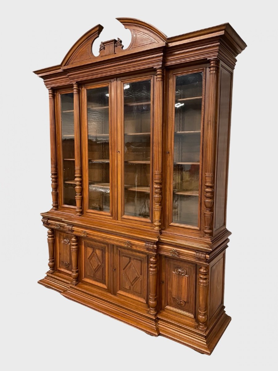 Renaissance Style Walnut Bookcase 1900-photo-3