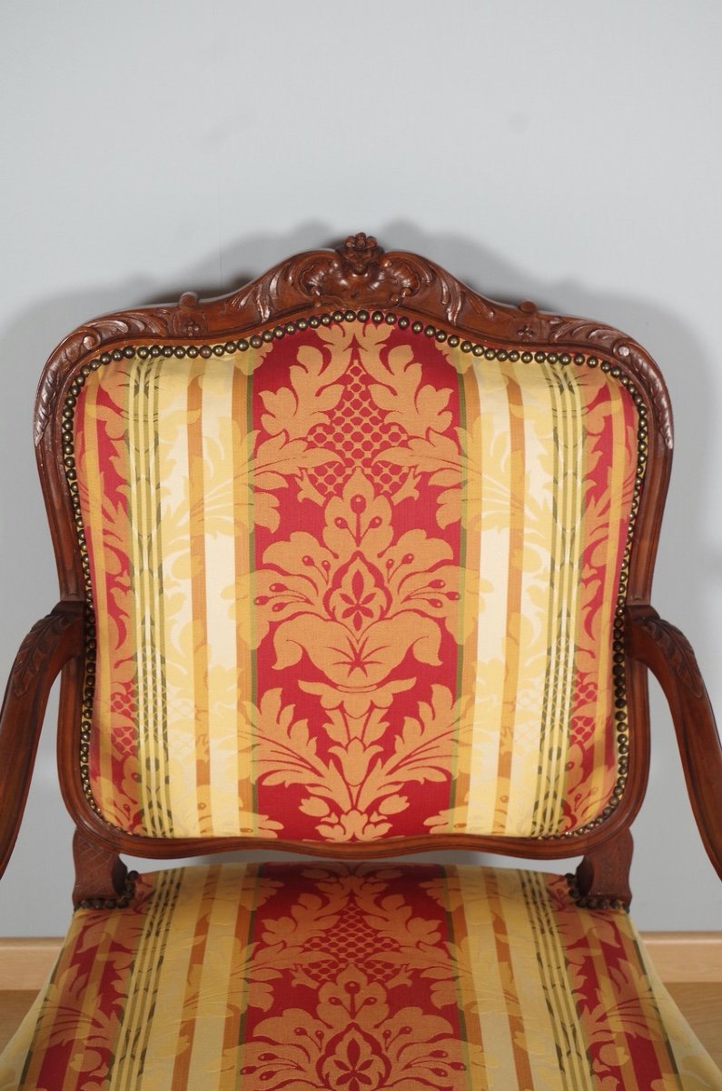 Pair Of Regency Style Walnut Armchairs-photo-4