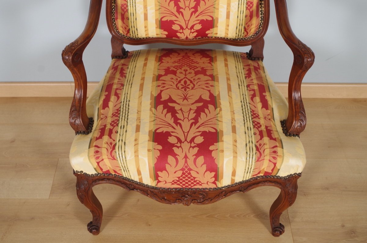 Pair Of Regency Style Walnut Armchairs-photo-1