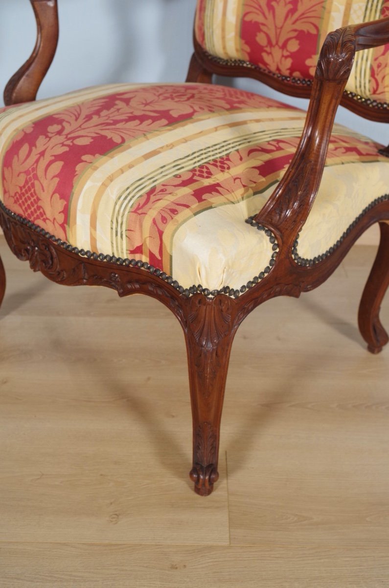 Pair Of Regency Style Walnut Armchairs-photo-6