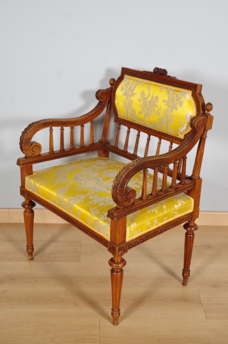 Paire de fauteuils style Louis XVI noyer 1900-photo-1