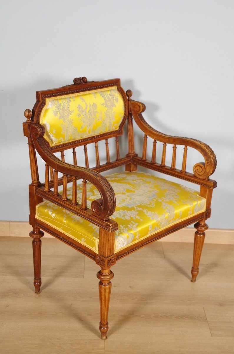 Paire de fauteuils style Louis XVI noyer 1900-photo-3