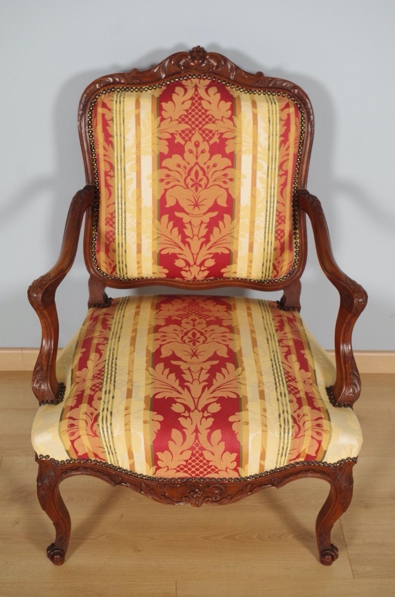 Pair Of Regency Style Walnut Armchairs-photo-3