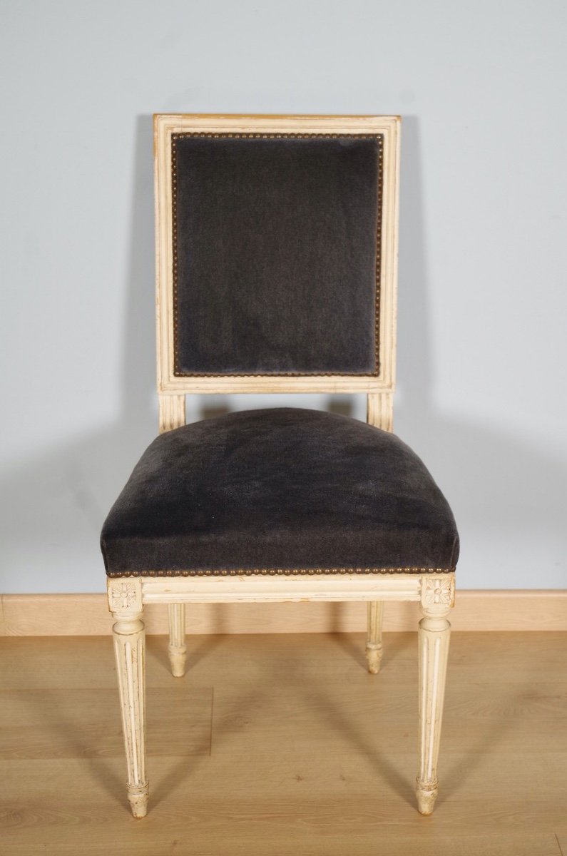 Quatre chaises peintes style Louis XVI-photo-3