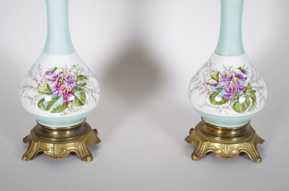 Pair Of Napoleon III Porcelain Lamps-photo-3