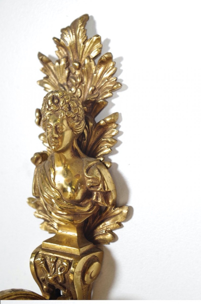 Quatre appliques style Louis XVI bronze doré-photo-5