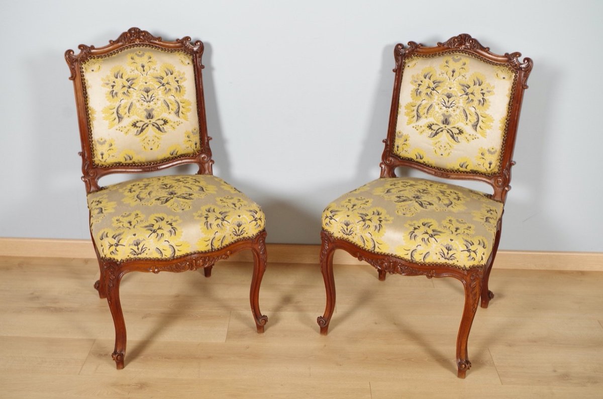 Quatre chaises style Louis XV noyer 1900-photo-2