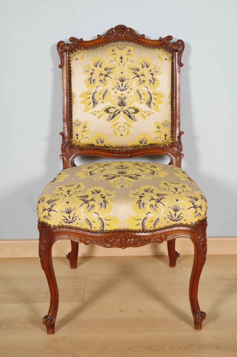 Quatre chaises style Louis XV noyer 1900-photo-4
