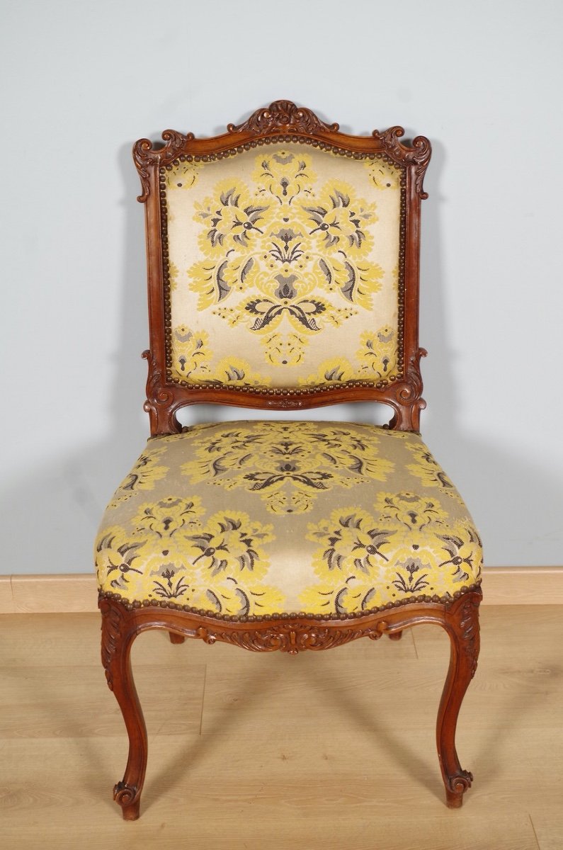 Quatre chaises style Louis XV noyer 1900-photo-1