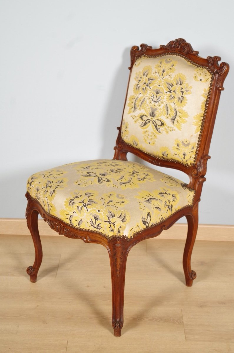 Quatre chaises style Louis XV noyer 1900-photo-5