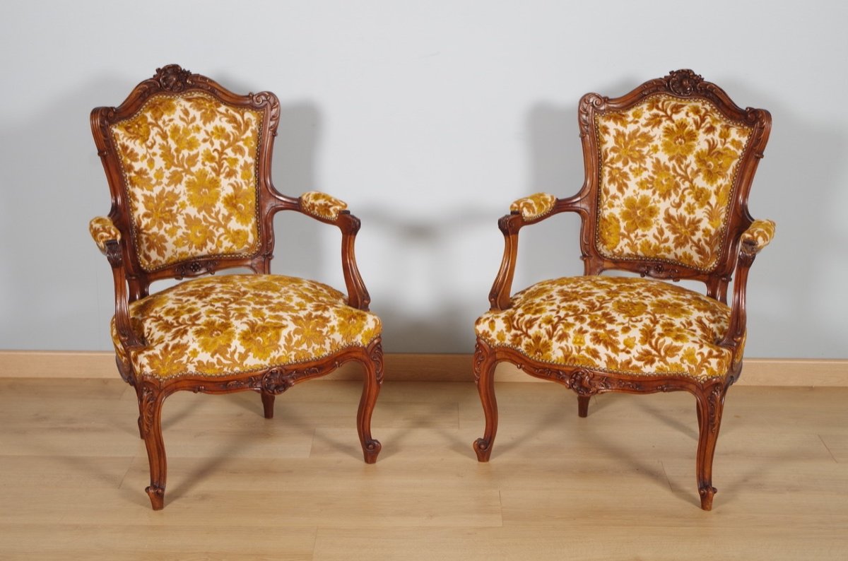Pair Of Louis XV Style Armchairs 1900
