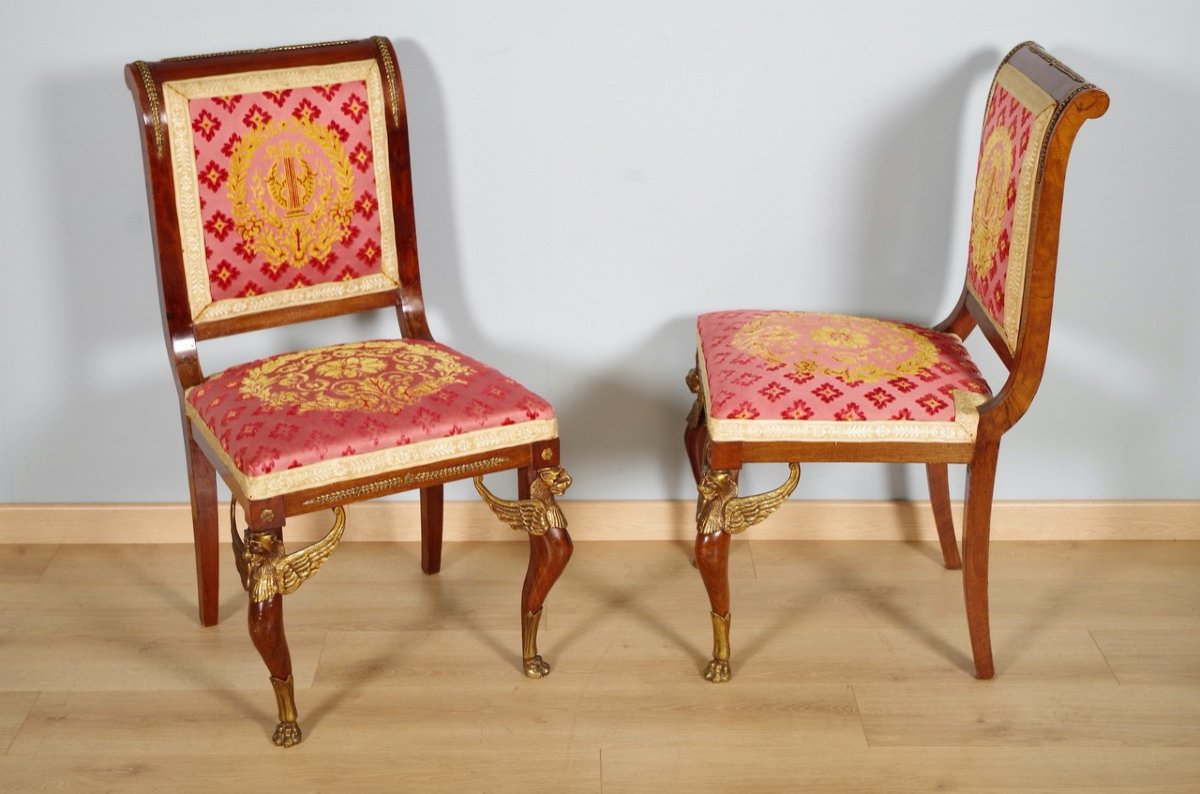 Pair Of Empire Style Chairs Return From Egypt-photo-2