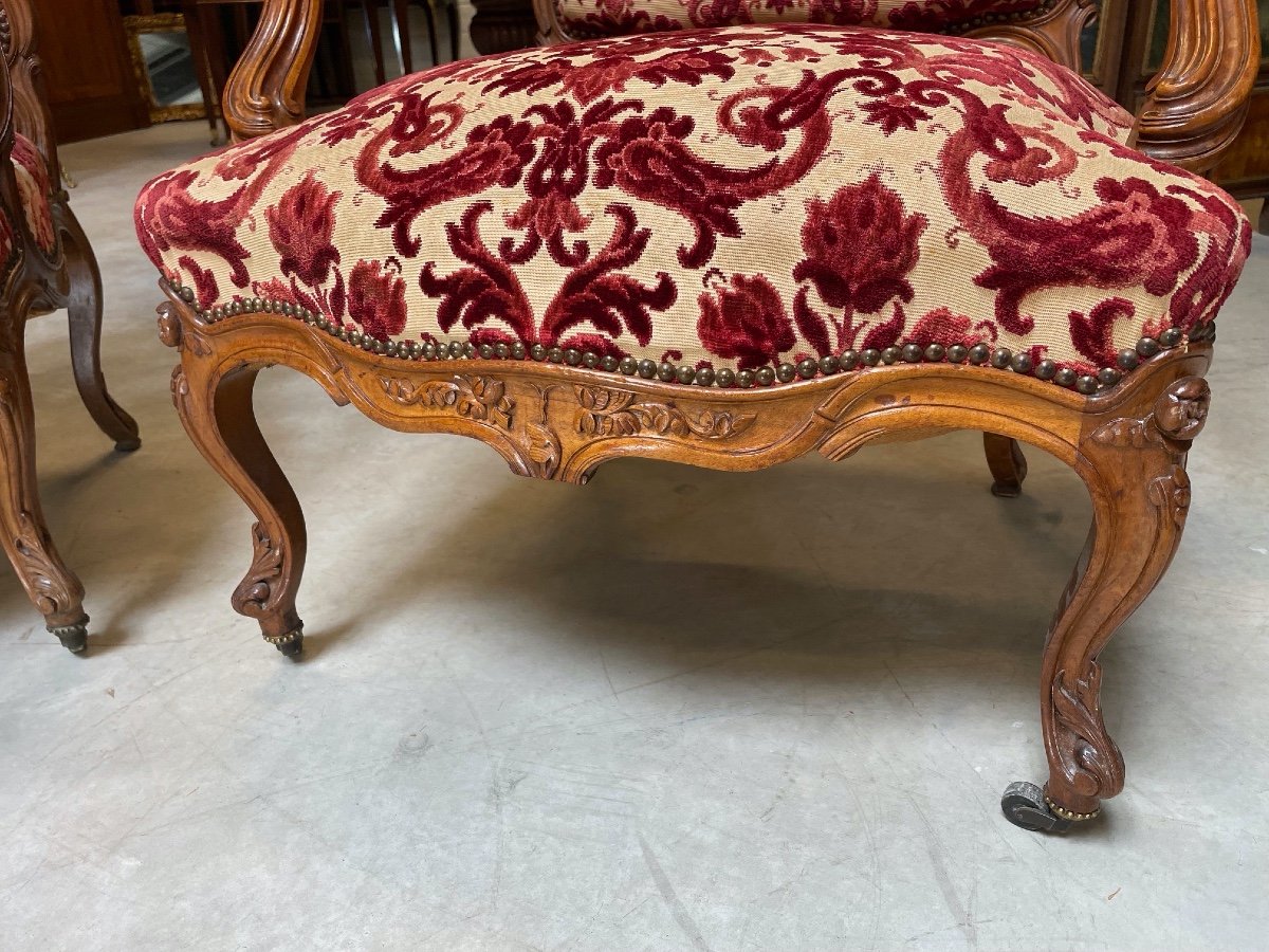 Pair Of Louis XV Nogaret Style Armchairs-photo-4