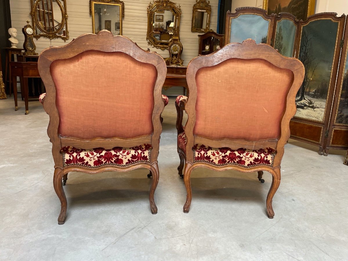 Pair Of Louis XV Nogaret Style Armchairs-photo-6