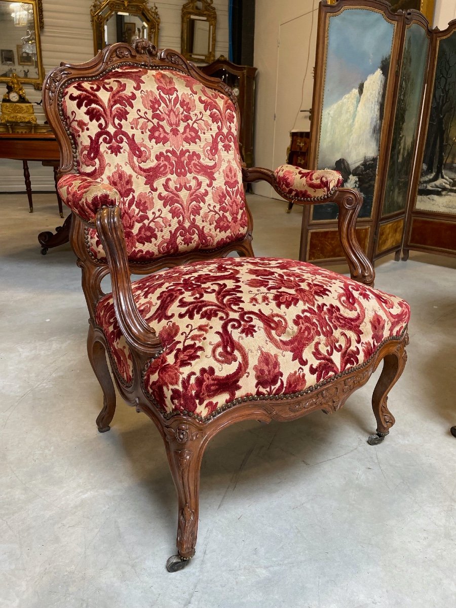 Pair Of Louis XV Nogaret Style Armchairs-photo-7