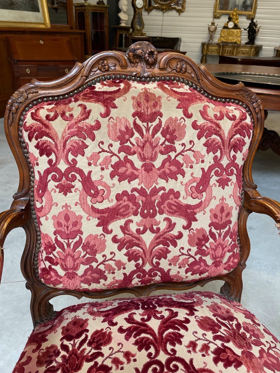 Pair Of Louis XV Nogaret Style Armchairs-photo-3