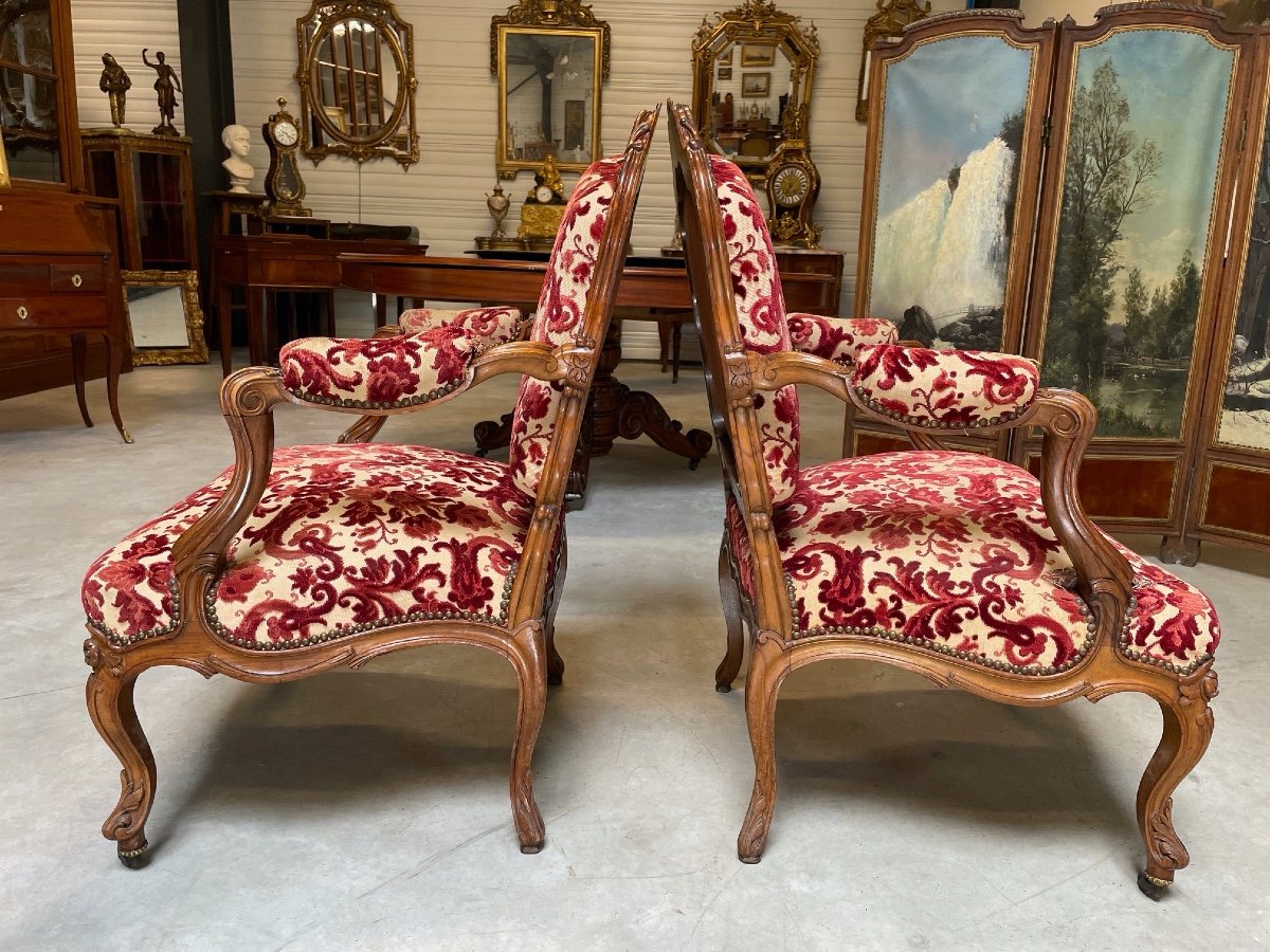 Pair Of Louis XV Nogaret Style Armchairs-photo-5