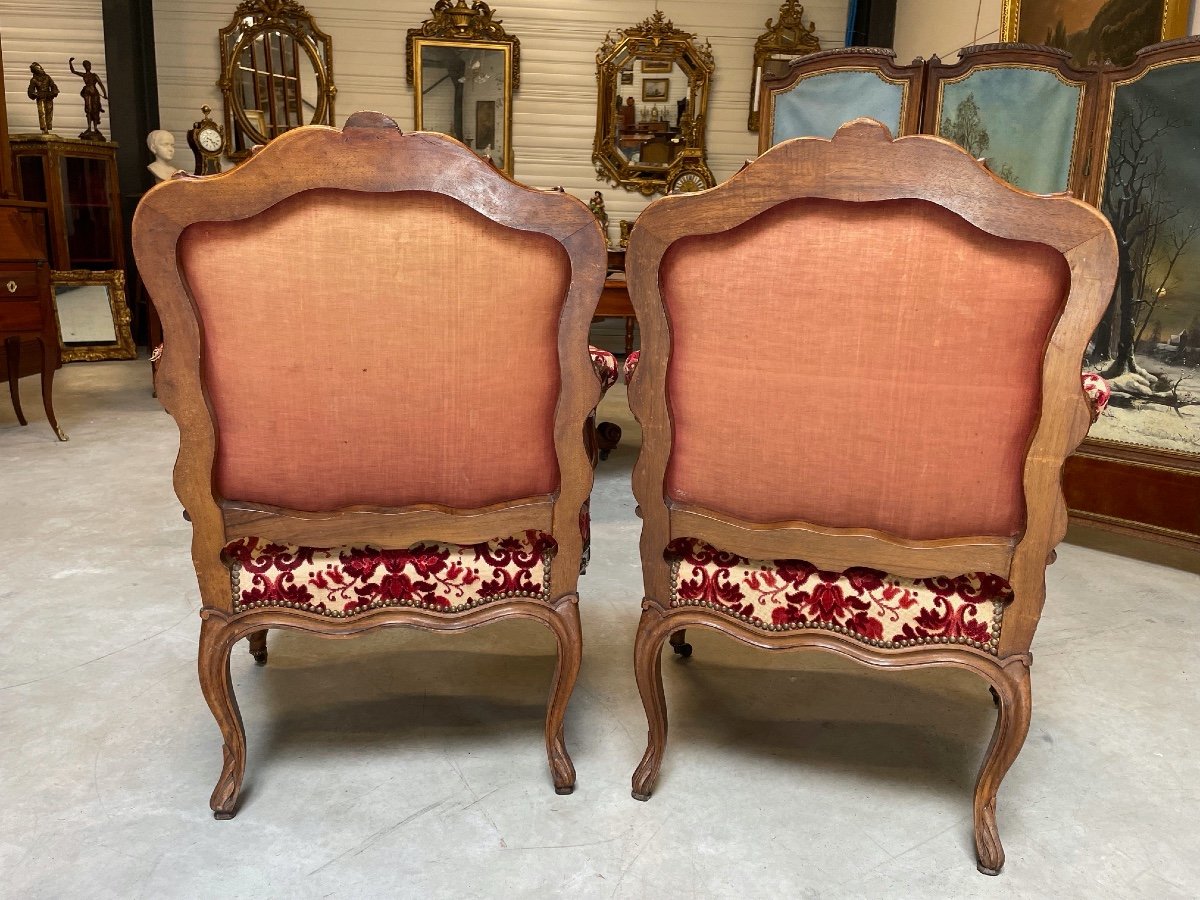 Pair Of Louis XV Nogaret Style Armchairs-photo-6