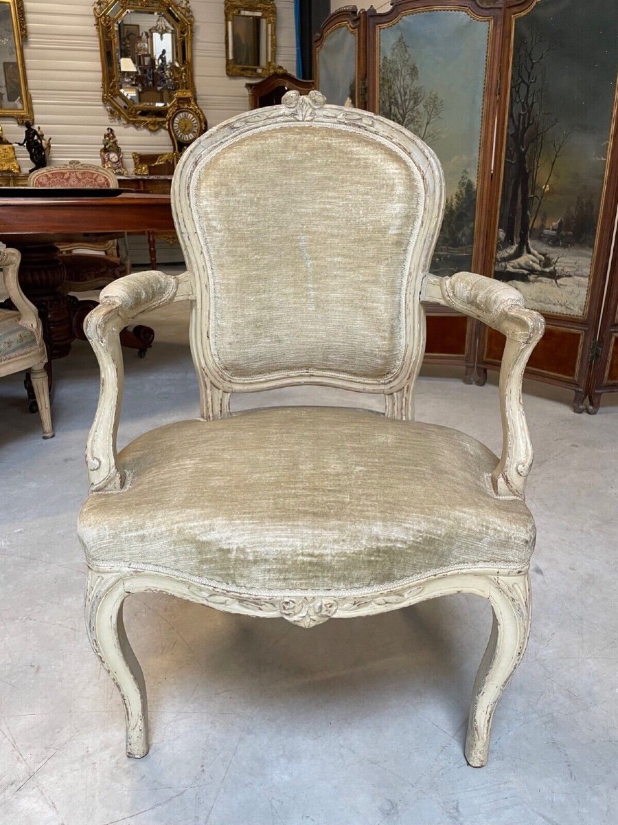 Fauteuil peint époque Louis XV-photo-2