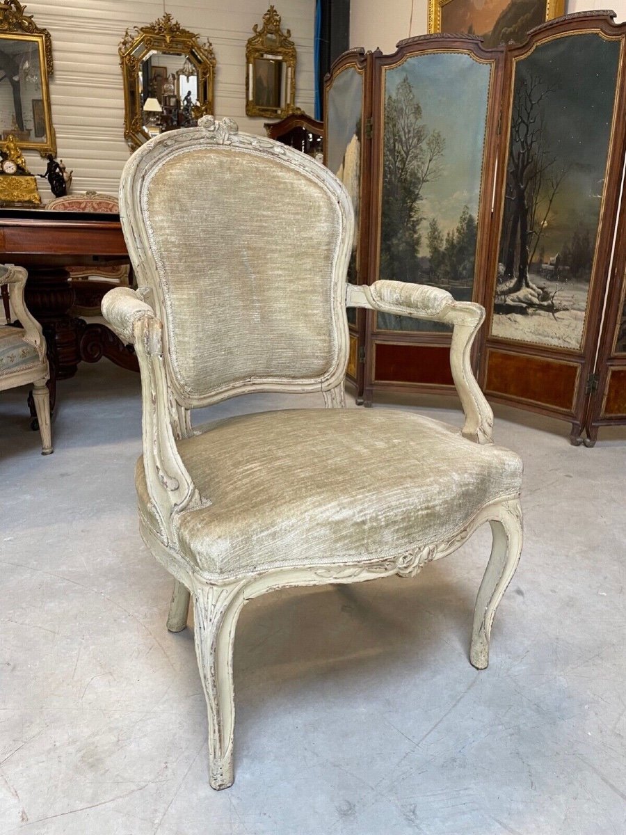 Fauteuil peint époque Louis XV-photo-2