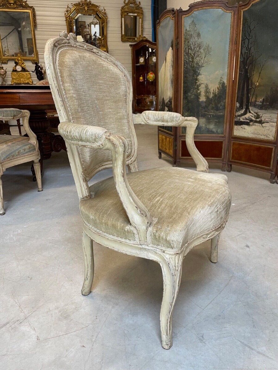 Fauteuil peint époque Louis XV-photo-3