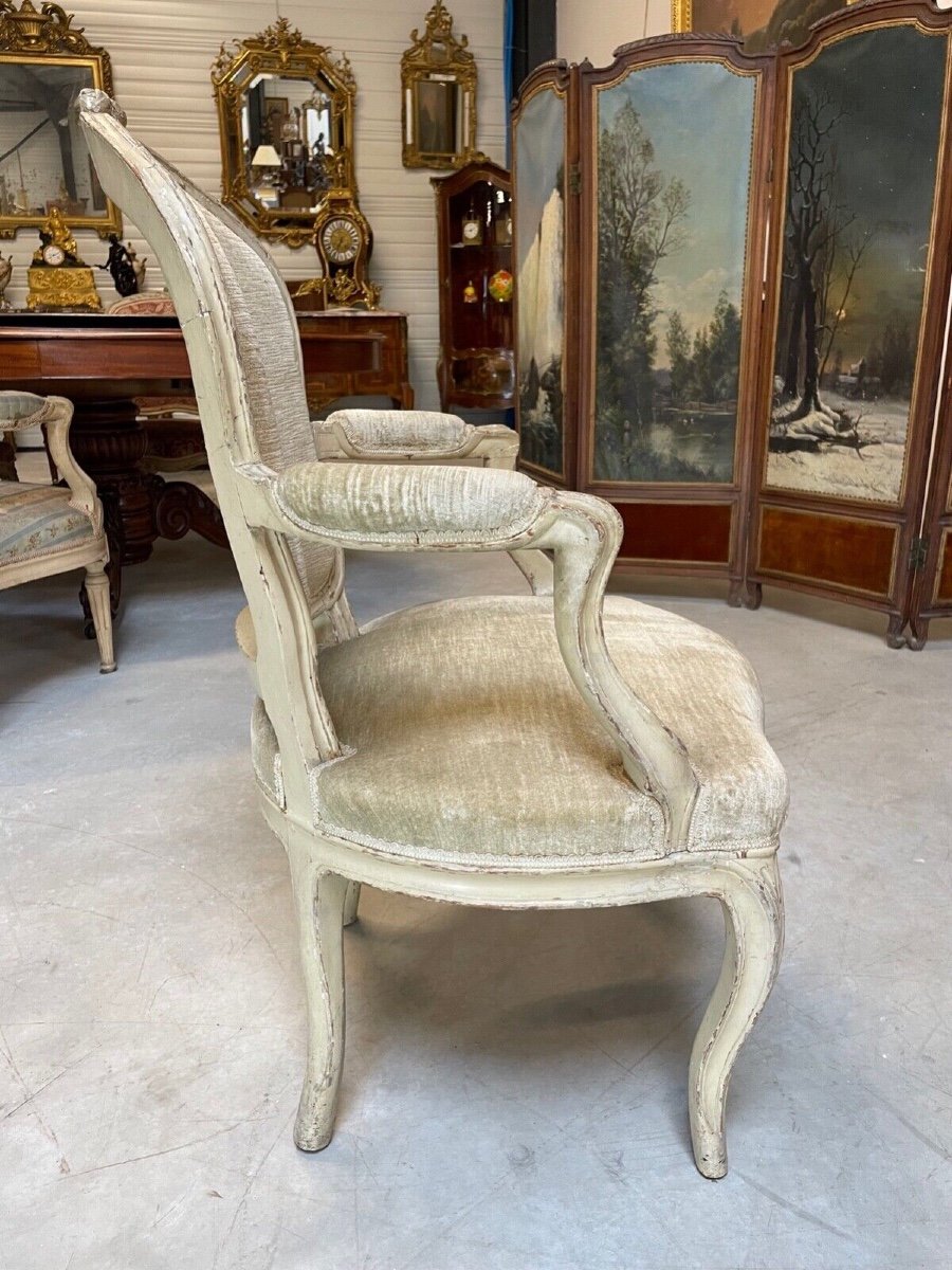 Fauteuil peint époque Louis XV-photo-4