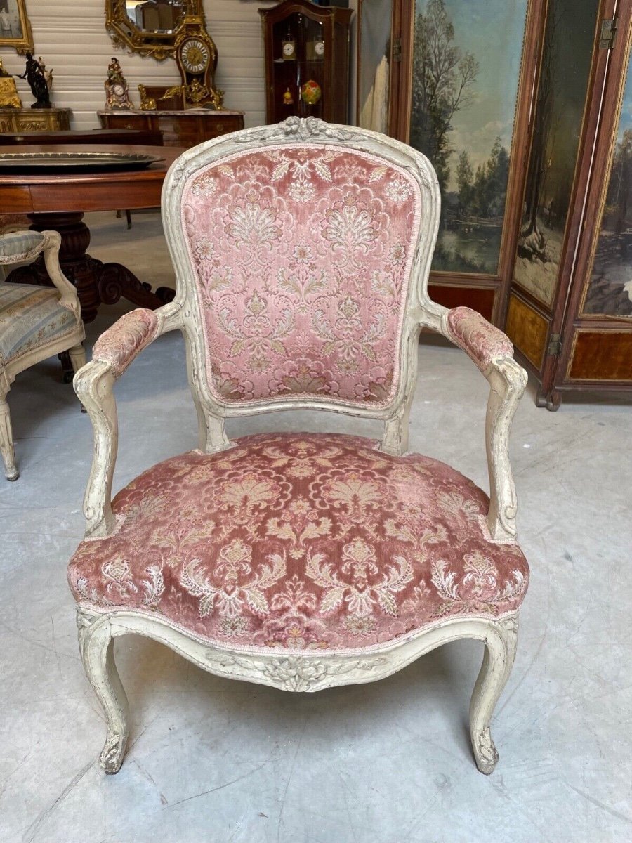 Louis XV Period Painted Armchair-photo-2