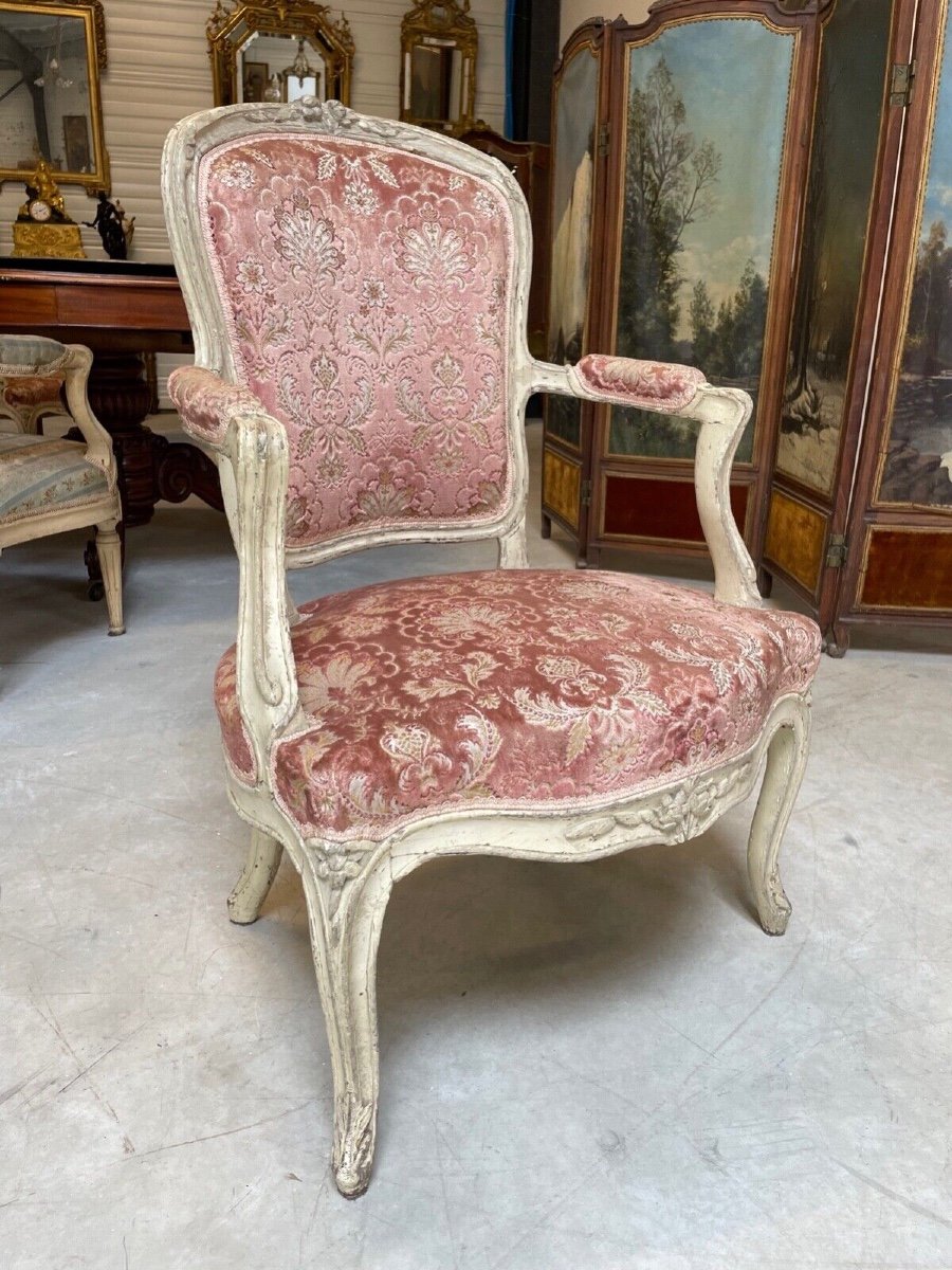 Louis XV Period Painted Armchair-photo-2