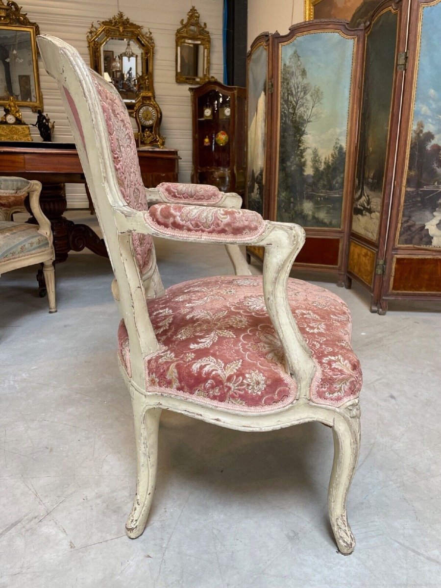 Louis XV Period Painted Armchair-photo-4