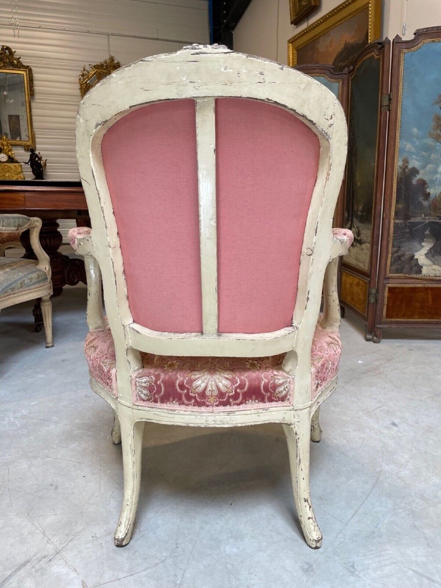 Louis XV Period Painted Armchair-photo-5