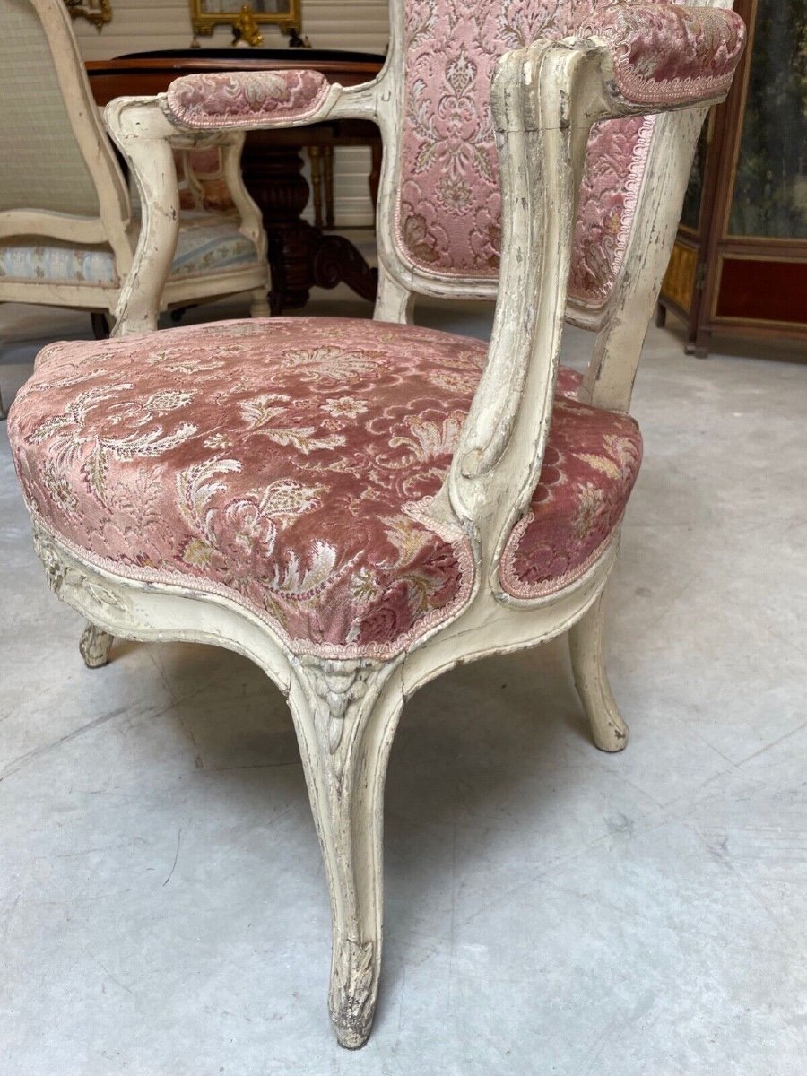 Louis XV Period Painted Armchair-photo-6