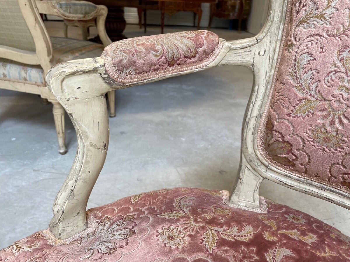 Louis XV Period Painted Armchair-photo-7