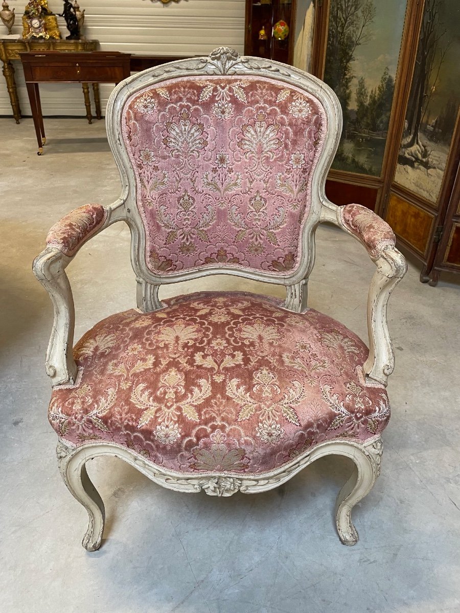 Louis XV Period Painted Armchair-photo-2