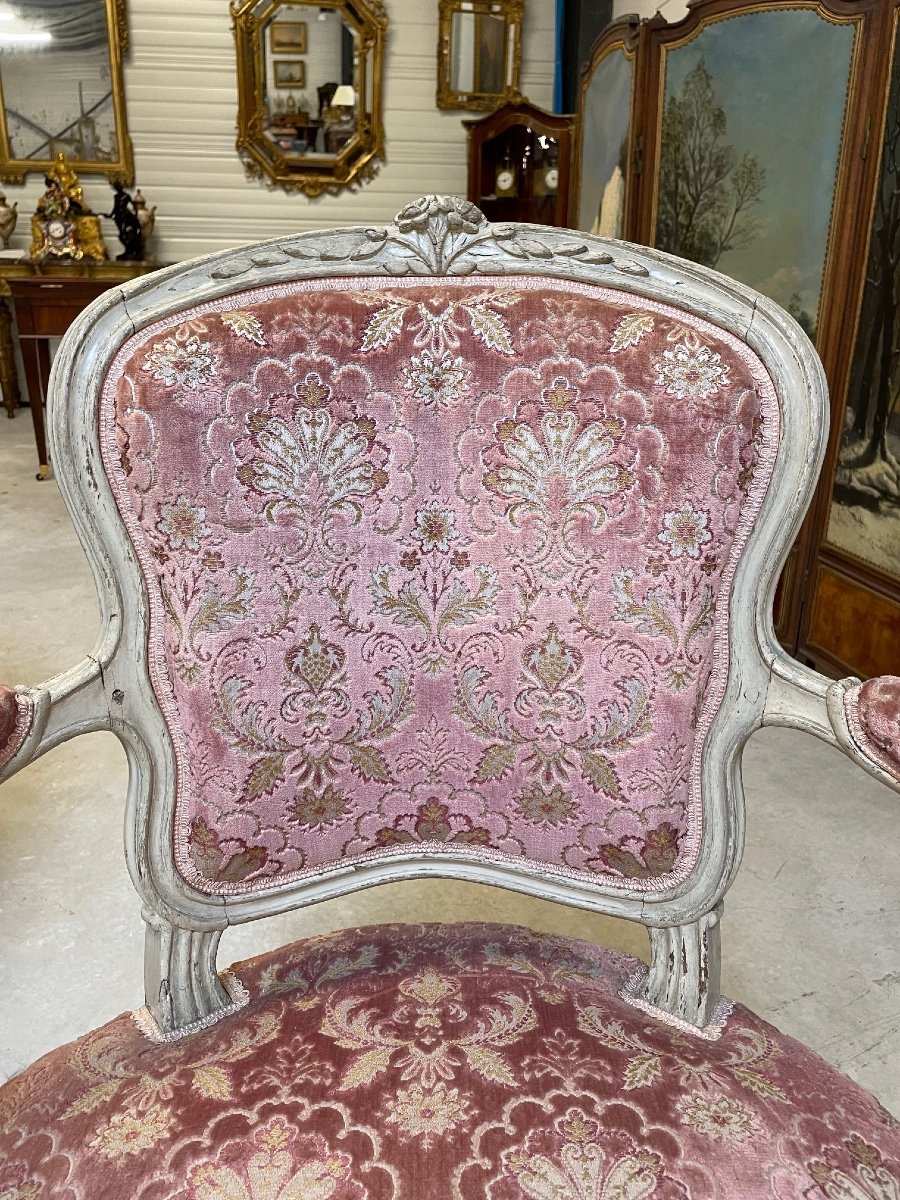 Louis XV Period Painted Armchair-photo-3