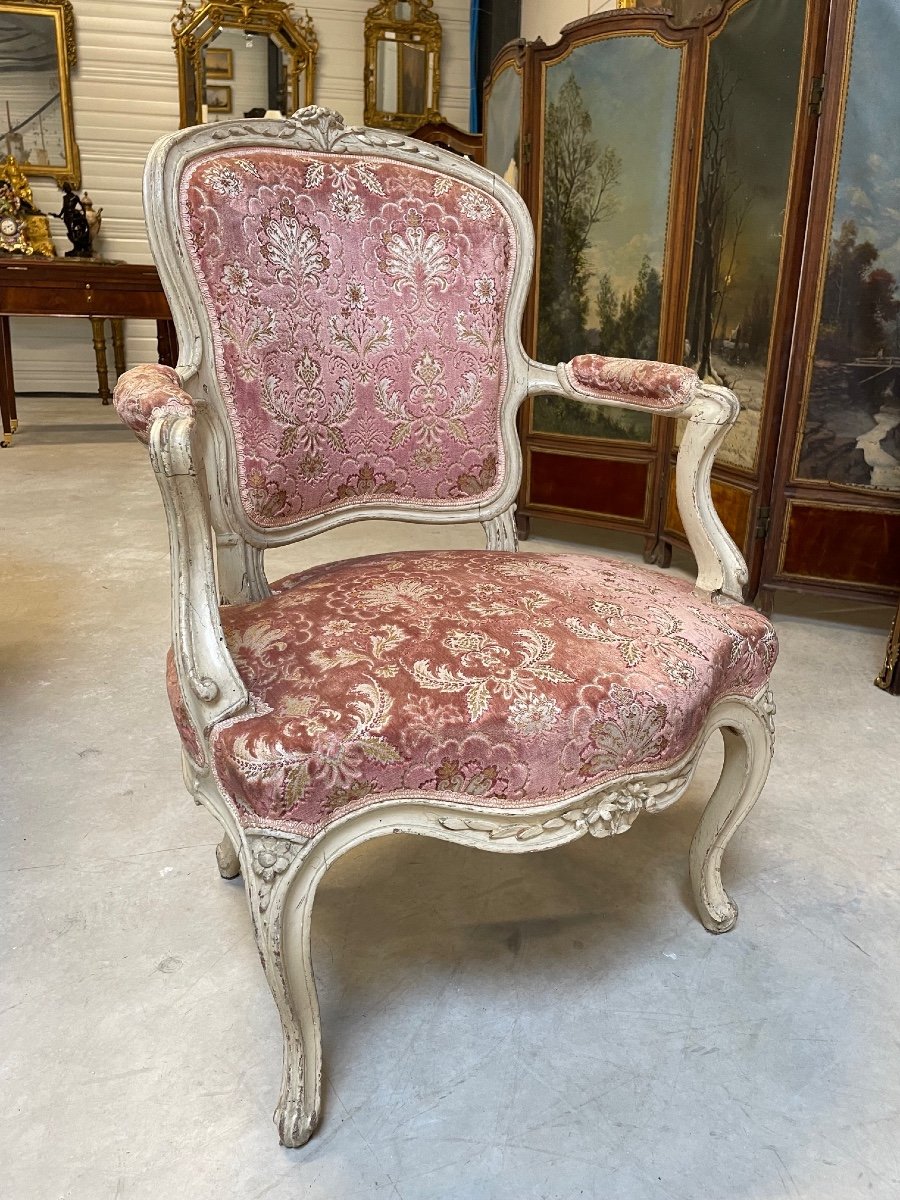 Louis XV Period Painted Armchair-photo-2