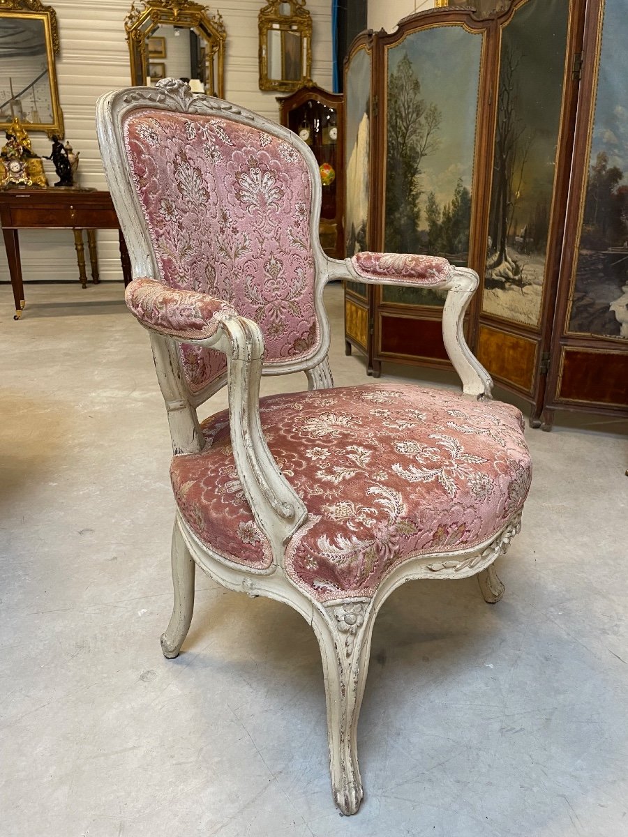 Louis XV Period Painted Armchair-photo-3