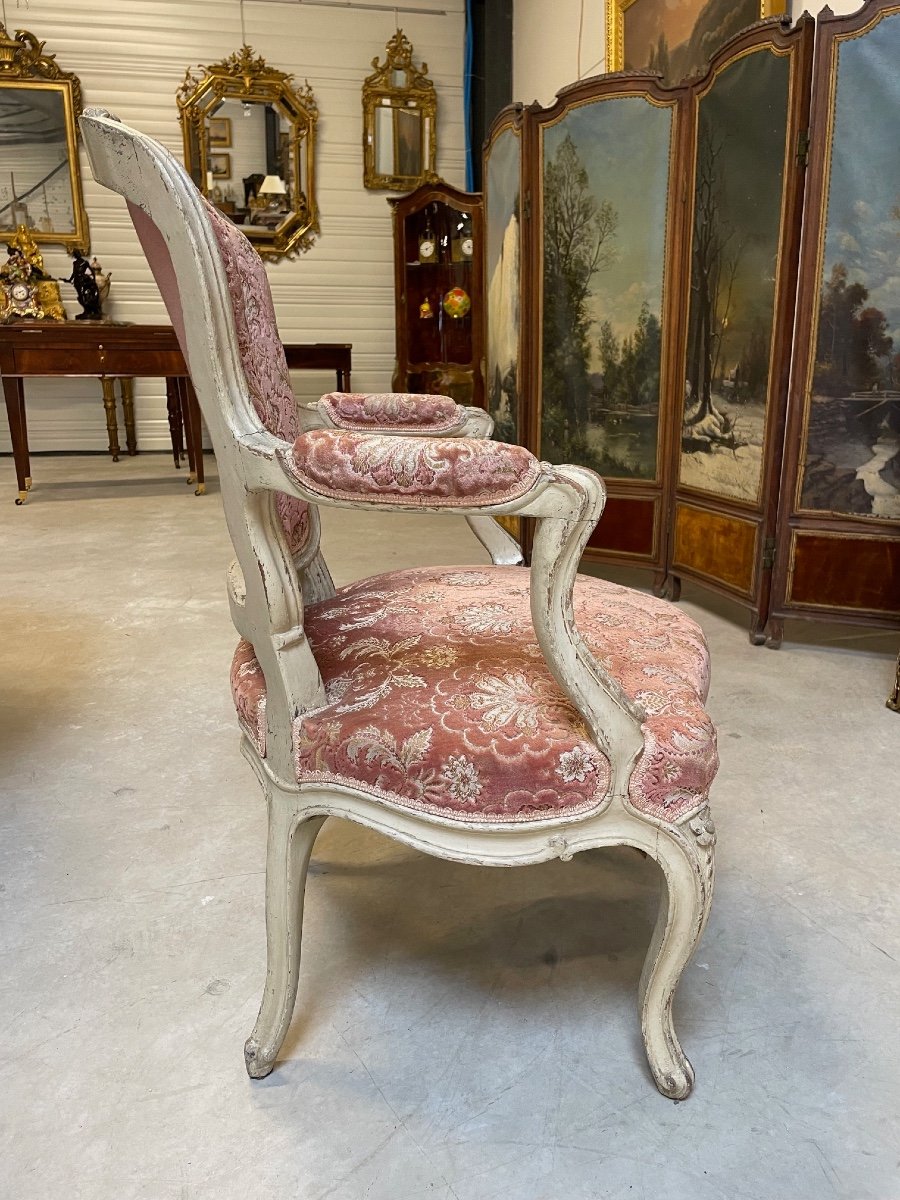 Louis XV Period Painted Armchair-photo-4