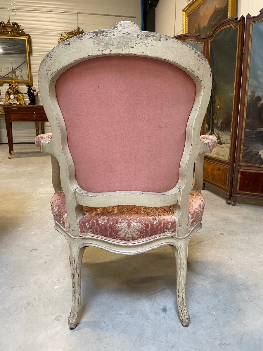 Louis XV Period Painted Armchair-photo-5