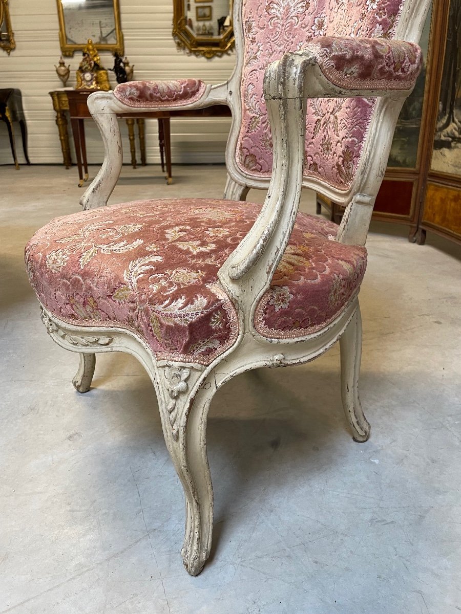 Louis XV Period Painted Armchair-photo-6