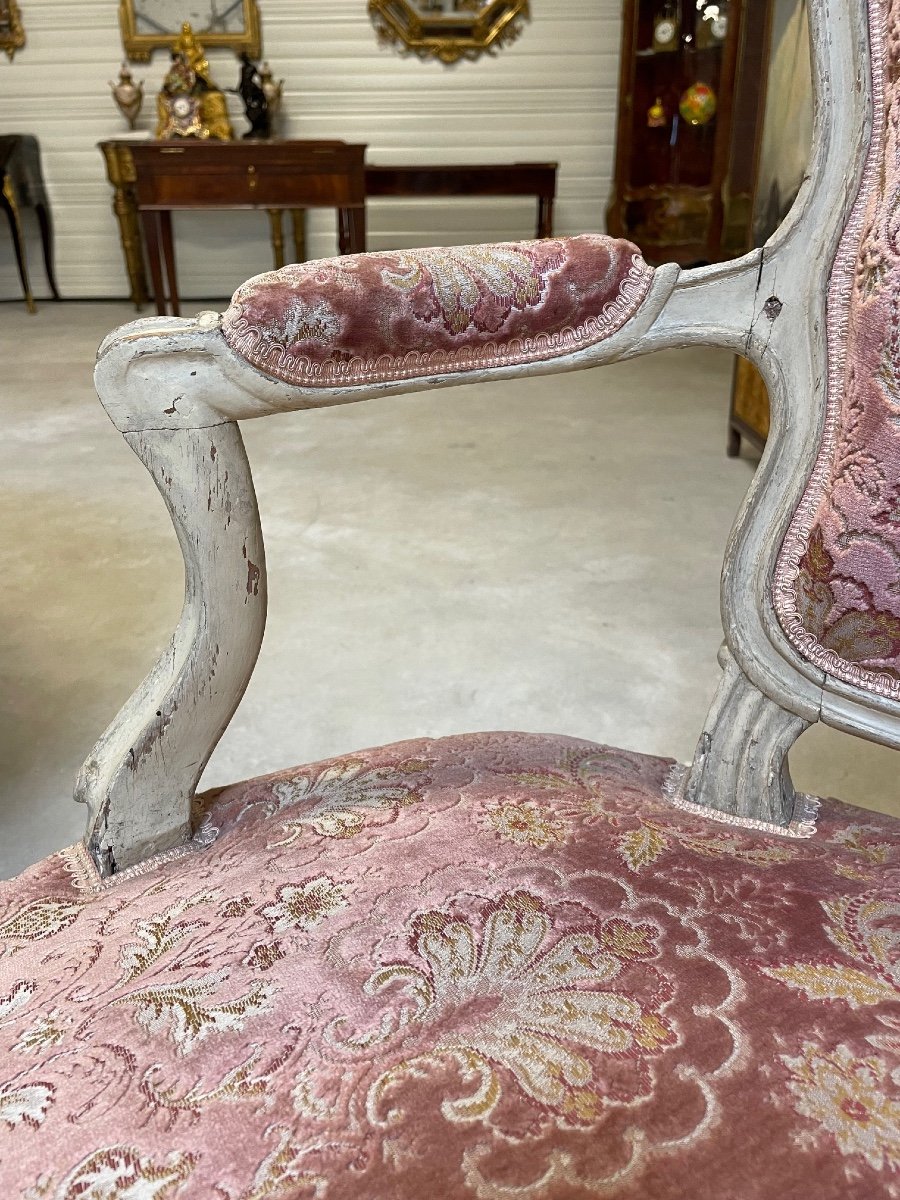 Louis XV Period Painted Armchair-photo-7