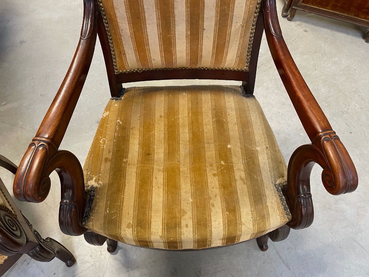 Pair Of Restoration Period Armchairs-photo-3